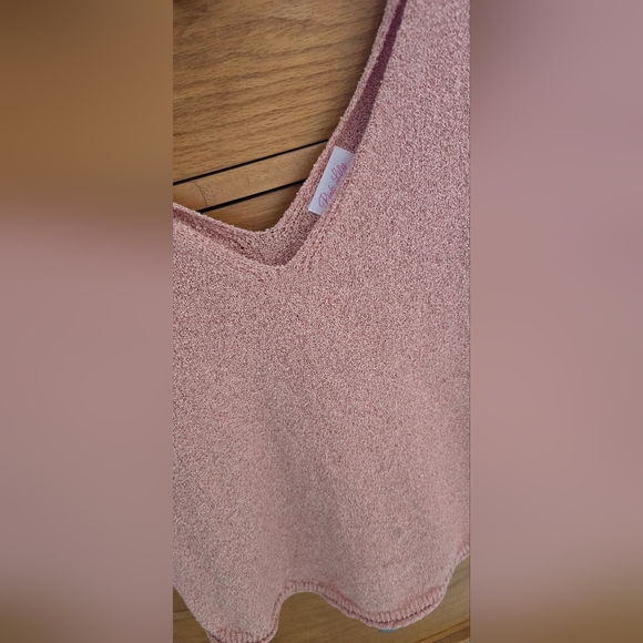 ❤️💋 NWOT Pink Lily Blush Mini-boucle Lightweight Sweater Tank, L - Picture 3 of 6